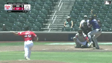 Chad Stevens homers (6) on a fly ball to left field.