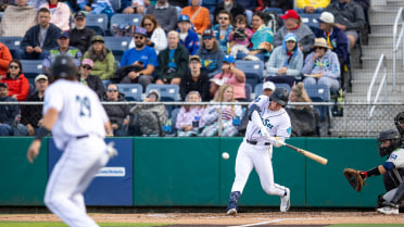 Jonny Farmelo singles on a ground ball to right fielder Aaron Graeber. Carter Dorighi scores. Axel Sanchez to 2nd.