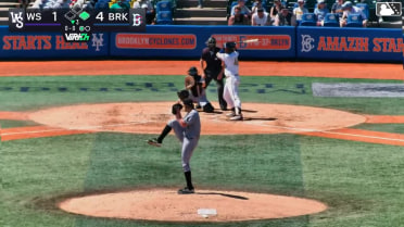 Randy Guzman homers (1) on a line drive to center field.
