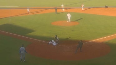 Jake Cook throws out runner at home