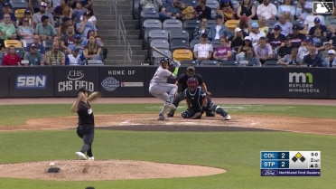 Angel Genao singles on a ground ball to center fielder Kyler Fedko. Milan Tolentino scores.