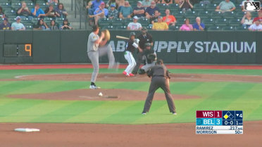 Abrahan Ramirez singles on a line drive to right fielder Luis Castillo. Brian Sanchez scores.