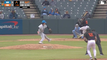 Maverick Handley grounds into a double play, third baseman Jose Devers to first baseman Ralphy Velazquez. Tavian Josenberger out at 3rd. Maverick Handley out at 1st.