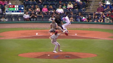 Dyan Jorge singles on a ground ball to right fielder Ivan Brethowr. GJ Hill scores. Dyan Jorge to 2nd.