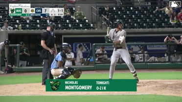 Nick Montgomery homers (8) on a fly ball to left center field.