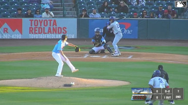 Easton Shelton doubles (2) on a line drive to left fielder Cesar Quintas. Mairoshendrick Martinus scores.