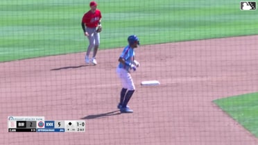 Jefferson Rojas singles on a sharp line drive to left fielder Jacob Burke. Alex Ramírez scores.