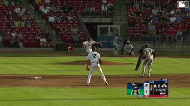 Luke Pelzer doubles (9) on a fly ball to left fielder Quinn McDaniel. Blake Mitchell scores.