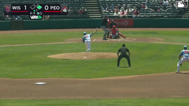 Eric Bitonti singles on a line drive to center fielder Won-Bin Cho. Andrew Fischer scores.