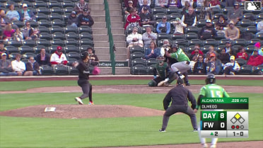 Alfredo Alcantara triples (1) on a sharp line drive to center fielder Kasen Wells. Carter Graham scores.