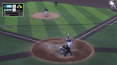 Matthew Ellis doubles (7) on a ground ball to right fielder Avery Owusu-Asiedu. Josh Caron scores.