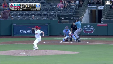 Dru Baker doubles (9) on a sharp fly ball to right fielder Joshua Báez. Nolan Jones scores.