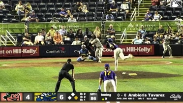Ambioris Tavarez singles on a line drive to right fielder Dillon Lewis. Cal Conley scores.