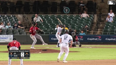 Cavan Biggio triples (1) on a line drive to center fielder Carlos Rodríguez. Riley Unroe scores.
