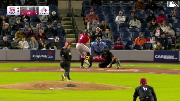 Omar Alfonzo homers (1) on a fly ball to left center field. Callan Moss scores.