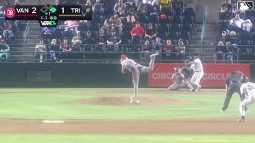 Alberto Rios doubles (2) on a line drive to left fielder Bryce Chance. Jonny McGill scores.