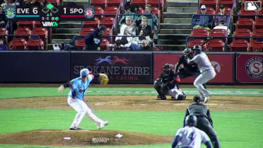 Cesar Quintas singles on a fly ball to first baseman Tanner Thach. Brandon Eike scores.
