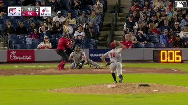 Diego Velasquez out on a sacrifice fly to center fielder Mitch Jebb. Drew Cavanaugh scores.