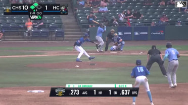 J.D. Gonzalez singles on a line drive to center fielder Jonathan Martinez. Tom Poole scores. Nicandro Aybar scores.