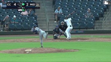 Euribiel Angeles doubles (13) on a sharp line drive to left fielder Chase Call. Jared Sprague-Lott scores.