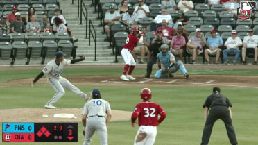 Carlos Jorge out on a sacrifice fly to left fielder Brendan Jones. Julio Carreras scores.