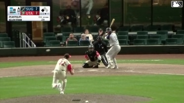 Kellen Strahm singles on a ground ball to center fielder Nelson Rada. Parker Chavers scores.