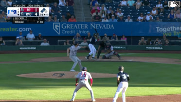 Adrian Del Castillo out on a sacrifice fly to left fielder Aaron Zavala. Aramis Garcia scores.
