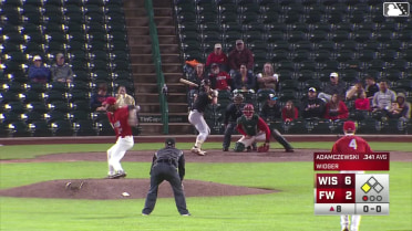 Josh Adamczewski singles on a ground ball to center fielder Kasen Wells. Luis Castillo scores.