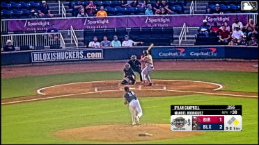 Dylan Campbell doubles (15) on a sharp line drive to left fielder Josh Adamczewski. Samuel Zavala scores.