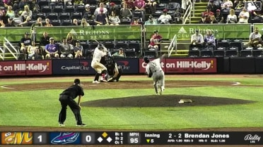 Brendan Jones singles on a ground ball to center fielder Austin Overn. Jay Beshears scores.