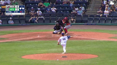 Pedro León grounds into a double play, third baseman Kyle Karros to second baseman Roynier Hernandez to first baseman Jack O'Dowd. Dante Nori out at 2nd. Pedro León out at 1st.