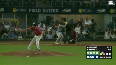 Brett Wisely singles on a fly ball to left fielder Eddys Leonard. Jim Jarvis scores.
