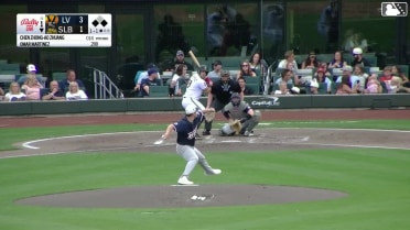 Omar Martinez out on a sacrifice fly to right fielder Jared Dickey. Christian Moore scores.