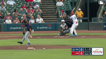 Juan Brito doubles (21) on a sharp line drive to left fielder Andrew Navigato. Edwin Arroyo scores.
