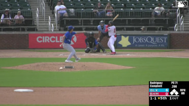 Dylan Campbell homers (1) on a fly ball to left center field.
