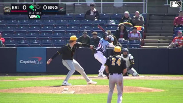 Marco Vargas triples (2) on a sharp line drive to right fielder Justice Bigbie. A.J. Ewing scores.