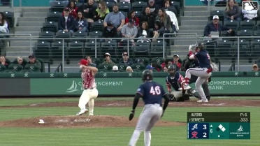Danny Serretti doubles (3) on a sharp line drive to left fielder Blake Rambusch. Jose Fernandez scores. Manuel Pena to 3rd.