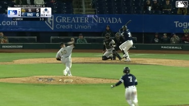 Aramis Garcia doubles (3) on a fly ball to right fielder Niko Kavadas. Tommy Troy scores.