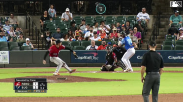 Collin Price homers (17) on a fly ball to left center field.