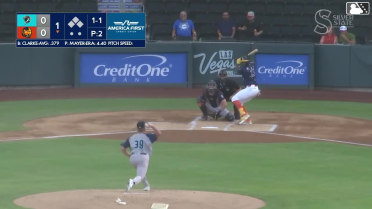 Denzel Clarke homers (2) on a fly ball to center field.