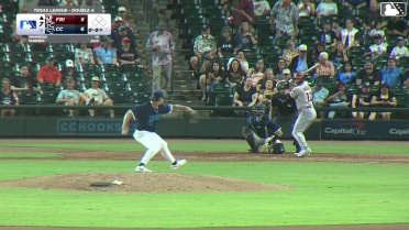 Max Wagner homers (1) on a line drive to left field.