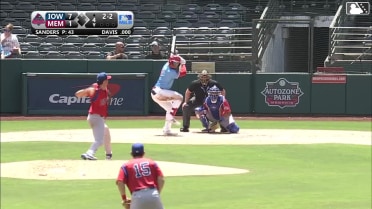 Chase Davis homers (1) on a fly ball to right center field.