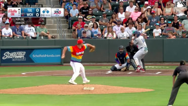 Elijah Hainline triples (1) on a sharp fly ball to right fielder Quinn McDaniel. Josue De Paula scores. Mike Sirota scores.