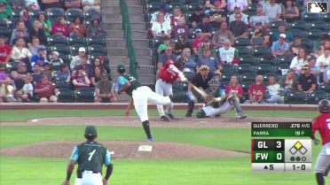 Eduardo Guerrero singles on a line drive to center fielder Ryan Wideman. Nico Perez scores.
