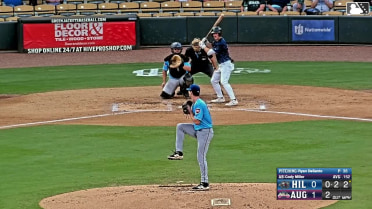 Cody Miller singles on a soft line drive to right fielder Juneiker Caceres. Junior Garcia scores.