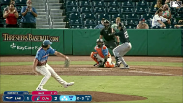 Hunter Dobbins strikes out swinging.