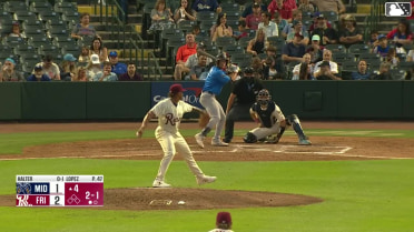 Colby Halter triples (1) on a sharp fly ball to center fielder Orlando Martinez.