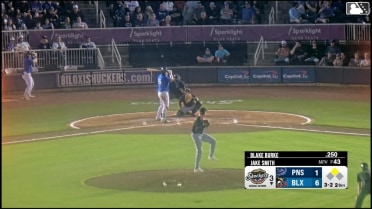 Blake Burke homers (5) on a fly ball to center field. Dylan O'Rae scores.