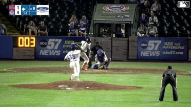 Yilber Herrera out on a sacrifice fly to right fielder Michael Gupton. Andy Lugo scores.