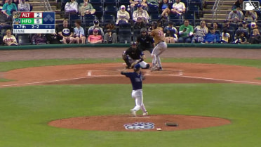 Derek Berg homers (5) on a fly ball to left field.